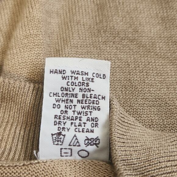 Pronto Uomo Mens Light Brown Mock Sweater SZ LG Silk Blend Pullover Lightweight - Picture 9 of 10